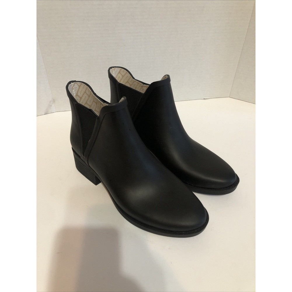 JOYCORN Women's Wellies Rain Boots, Black Size 8